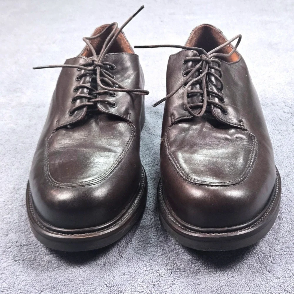 Bass Oxford Shoes Mens 9.5 Brown Excellent Made in Italy Leather Lug Sole 5178